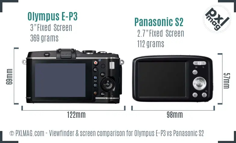 Olympus E-P3 vs Panasonic S2 Screen and Viewfinder comparison