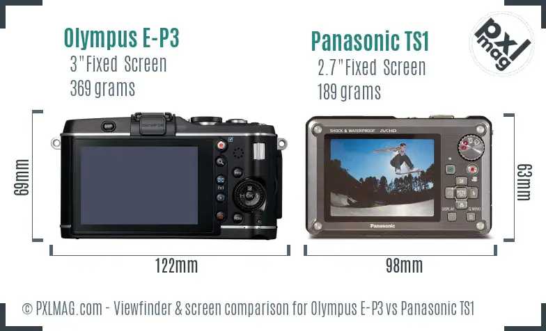 Olympus E-P3 vs Panasonic TS1 Screen and Viewfinder comparison