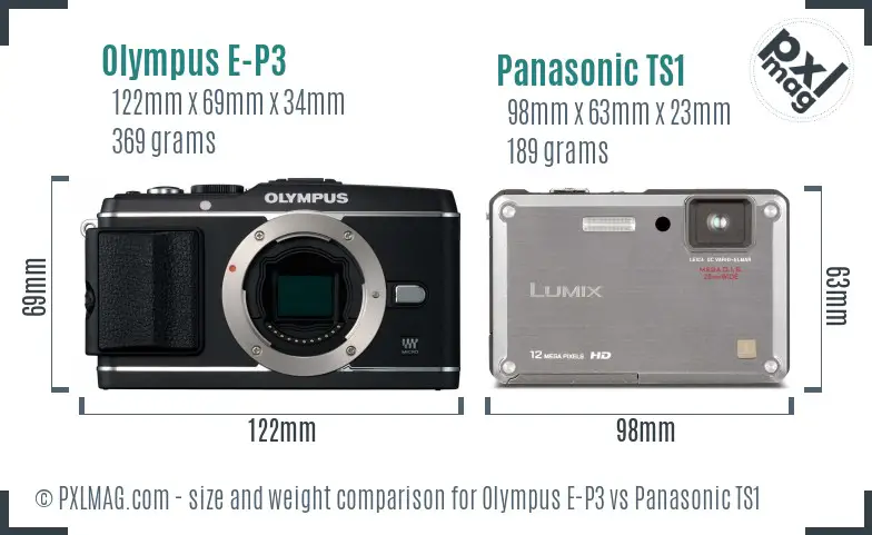 Olympus E-P3 vs Panasonic TS1 size comparison