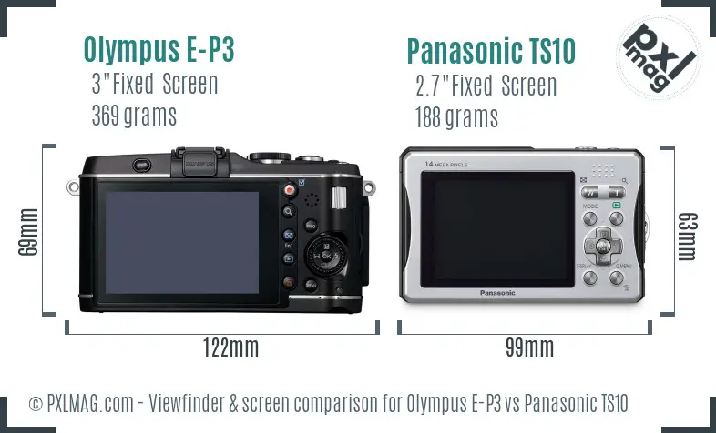Olympus E-P3 vs Panasonic TS10 Screen and Viewfinder comparison