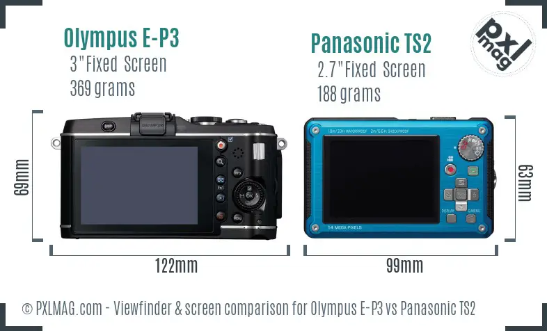 Olympus E-P3 vs Panasonic TS2 Screen and Viewfinder comparison