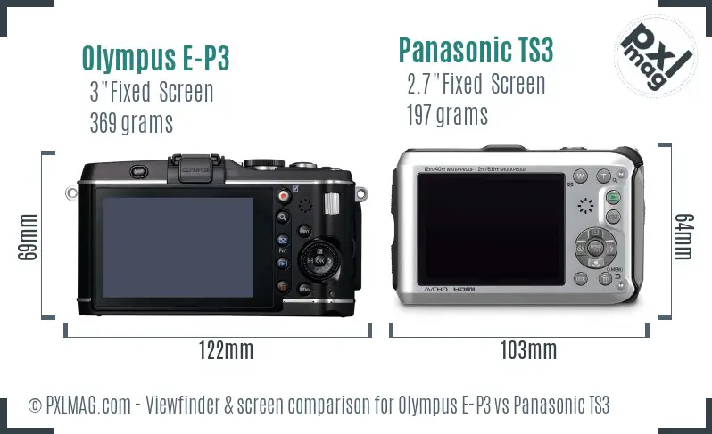 Olympus E-P3 vs Panasonic TS3 Screen and Viewfinder comparison