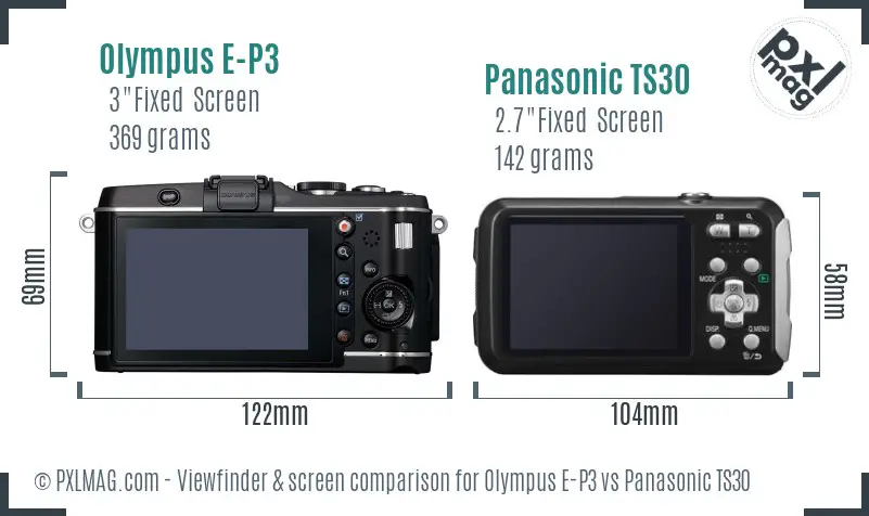 Olympus E-P3 vs Panasonic TS30 Screen and Viewfinder comparison