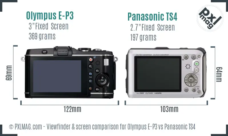 Olympus E-P3 vs Panasonic TS4 Screen and Viewfinder comparison