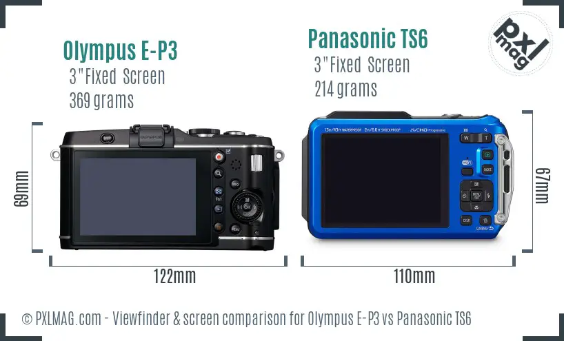 Olympus E-P3 vs Panasonic TS6 Screen and Viewfinder comparison