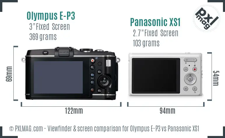 Olympus E-P3 vs Panasonic XS1 Screen and Viewfinder comparison