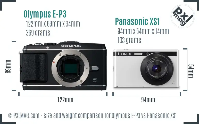 Olympus E-P3 vs Panasonic XS1 size comparison