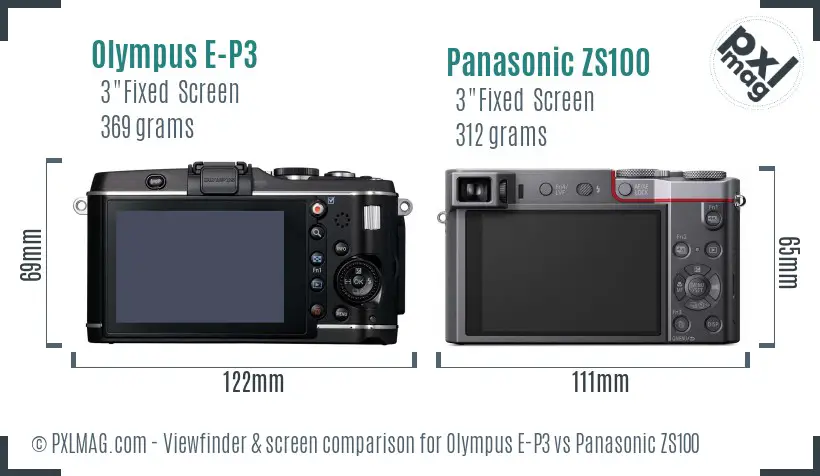 Olympus E-P3 vs Panasonic ZS100 Screen and Viewfinder comparison