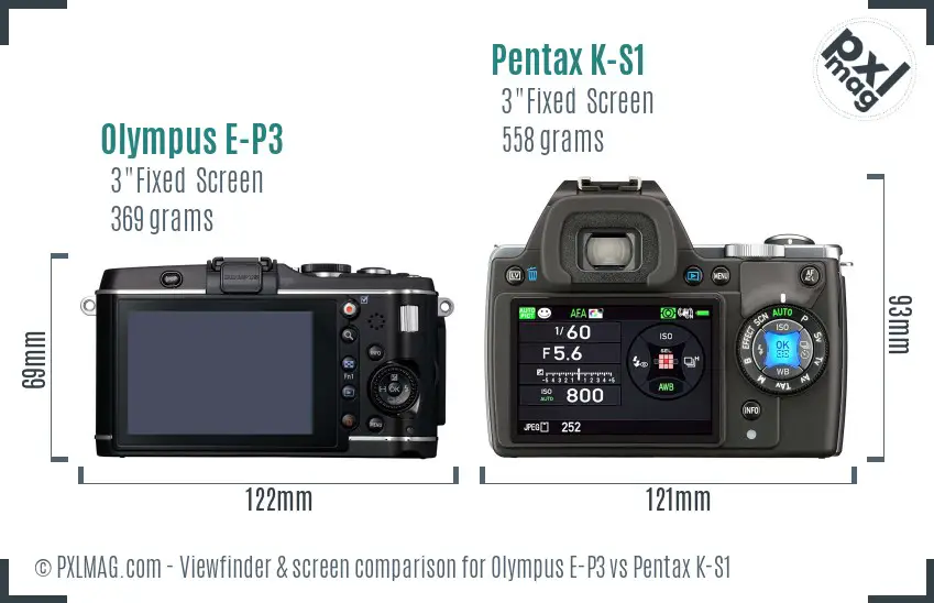 Olympus E-P3 vs Pentax K-S1 Screen and Viewfinder comparison