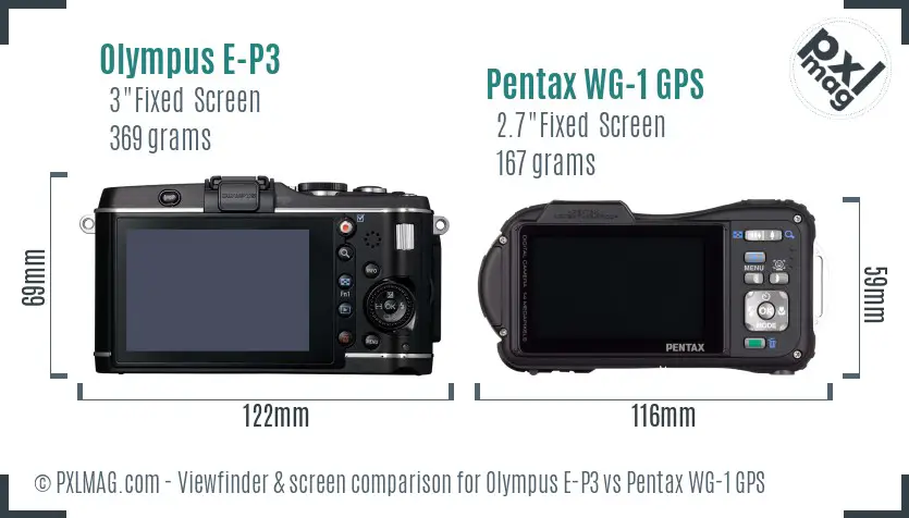 Olympus E-P3 vs Pentax WG-1 GPS Screen and Viewfinder comparison
