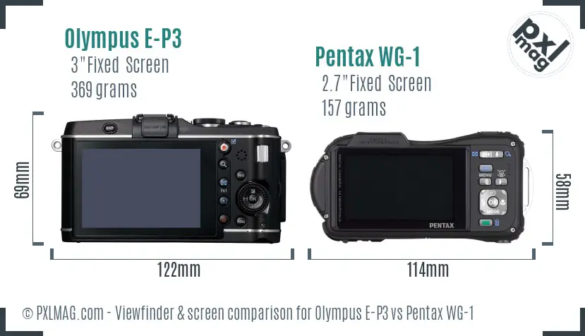 Olympus E-P3 vs Pentax WG-1 Screen and Viewfinder comparison
