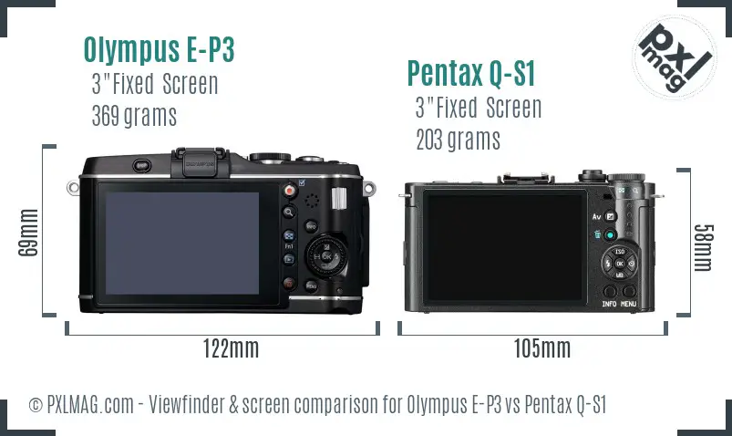 Olympus E-P3 vs Pentax Q-S1 Screen and Viewfinder comparison