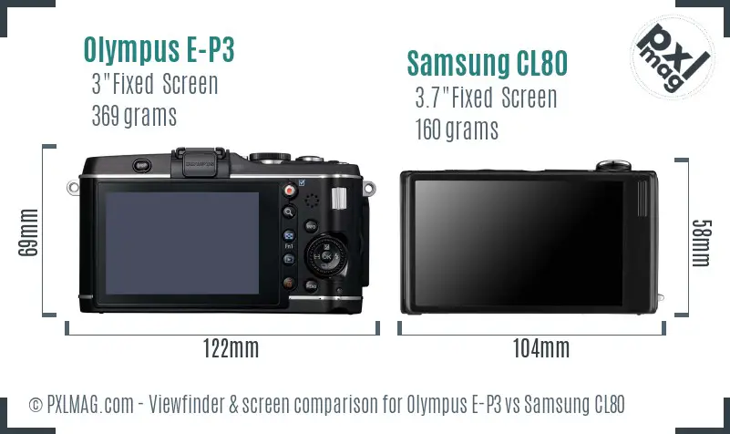 Olympus E-P3 vs Samsung CL80 Screen and Viewfinder comparison
