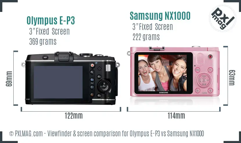 Olympus E-P3 vs Samsung NX1000 Screen and Viewfinder comparison