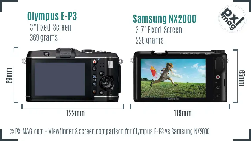 Olympus E-P3 vs Samsung NX2000 Screen and Viewfinder comparison