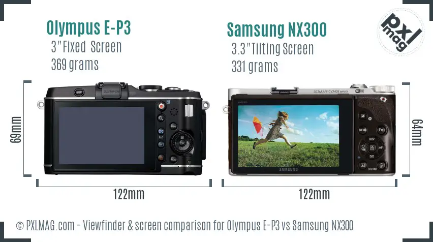 Olympus E-P3 vs Samsung NX300 Screen and Viewfinder comparison
