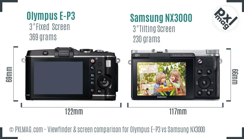 Olympus E-P3 vs Samsung NX3000 Screen and Viewfinder comparison Olympus E-P3 vs Samsung NX3000 Screen and Viewfinder comparison