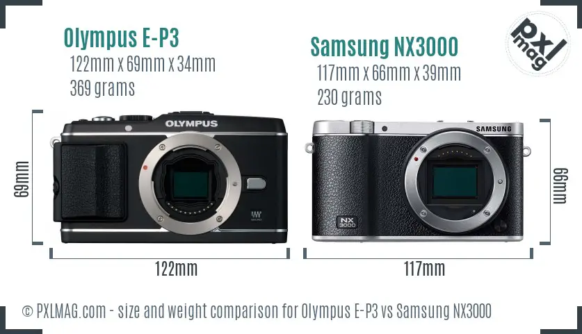 Olympus E-P3 vs Samsung NX3000 size comparison Olympus E-P3 vs Samsung NX3000 size comparison