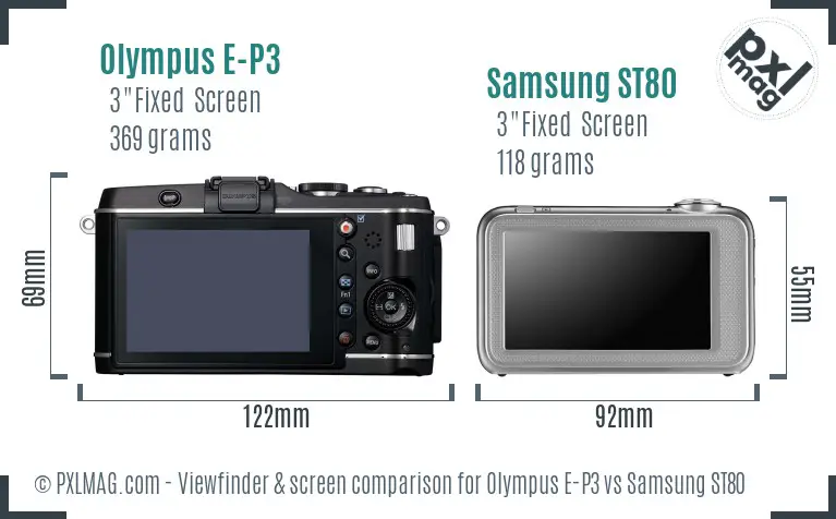 Olympus E-P3 vs Samsung ST80 Screen and Viewfinder comparison