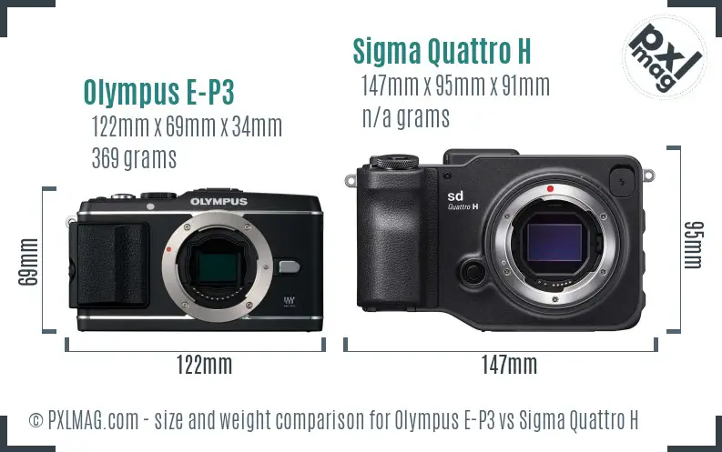 Olympus E-P3 vs Sigma Quattro H size comparison Olympus E-P3 vs Sigma Quattro H size comparison
