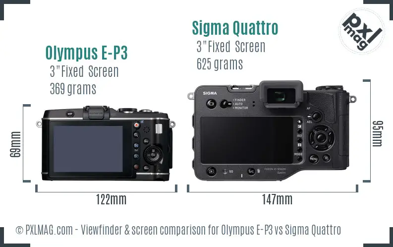 Olympus E-P3 vs Sigma Quattro Screen and Viewfinder comparison