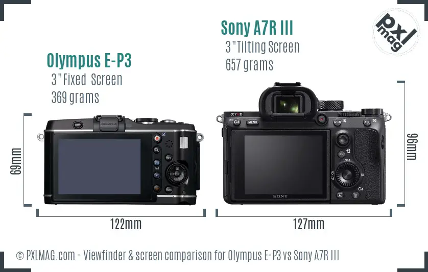 Olympus E-P3 vs Sony A7R III Screen and Viewfinder comparison Olympus E-P3 vs Sony A7R III Screen and Viewfinder comparison