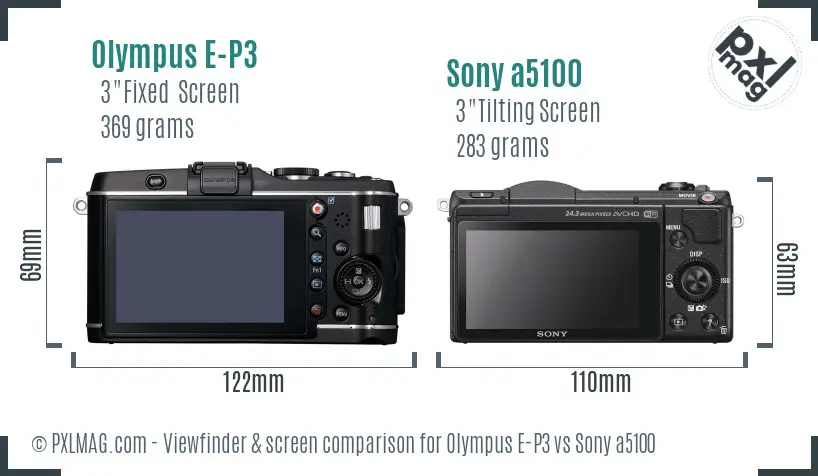 Olympus E-P3 vs Sony a5100 Screen and Viewfinder comparison