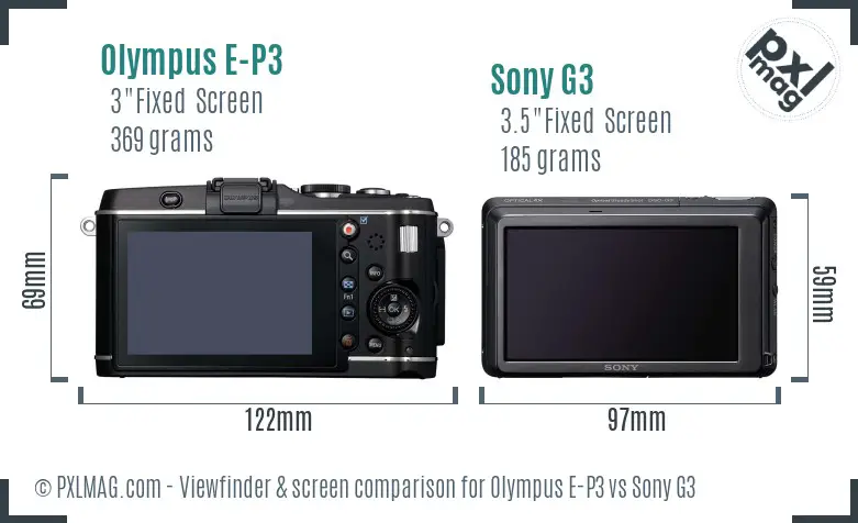 Olympus E-P3 vs Sony G3 Screen and Viewfinder comparison