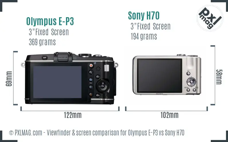 Olympus E-P3 vs Sony H70 Screen and Viewfinder comparison