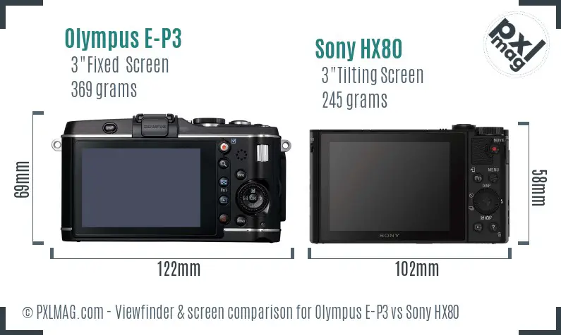 Olympus E-P3 vs Sony HX80 Screen and Viewfinder comparison