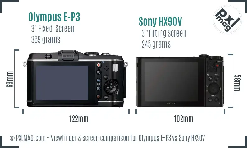 Olympus E-P3 vs Sony HX90V Screen and Viewfinder comparison