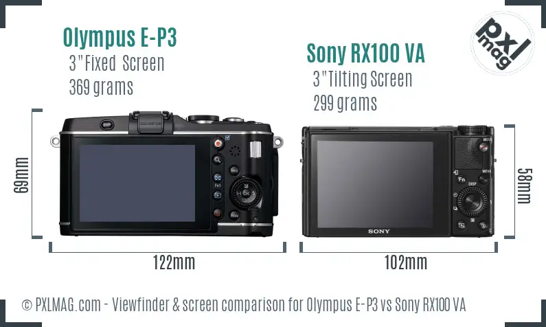Olympus E-P3 vs Sony RX100 VA Screen and Viewfinder comparison