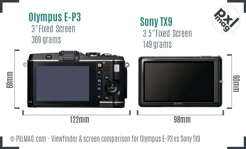 Olympus E-P3 vs Sony TX9 Screen and Viewfinder comparison Olympus E-P3 vs Sony TX9 Screen and Viewfinder comparison