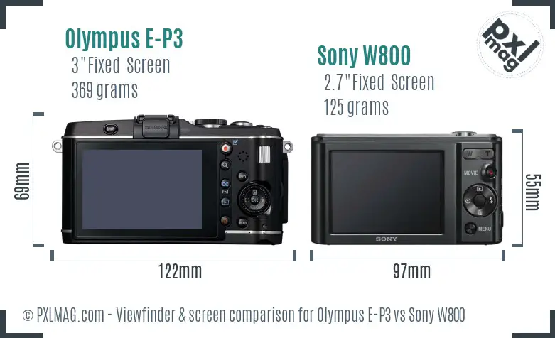 Olympus E-P3 vs Sony W800 Screen and Viewfinder comparison Olympus E-P3 vs Sony W800 Screen and Viewfinder comparison