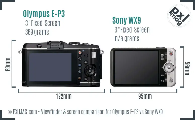 Olympus E-P3 vs Sony WX9 Screen and Viewfinder comparison