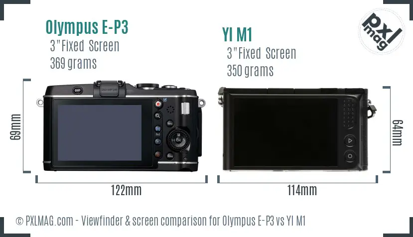 Olympus E-P3 vs YI M1 Screen and Viewfinder comparison
