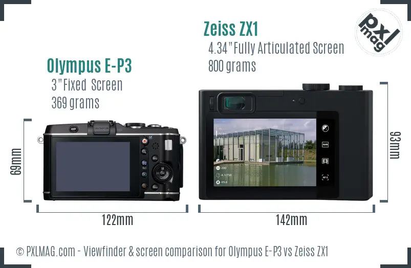 Olympus E-P3 vs Zeiss ZX1 Screen and Viewfinder comparison Olympus E-P3 vs Zeiss ZX1 Screen and Viewfinder comparison