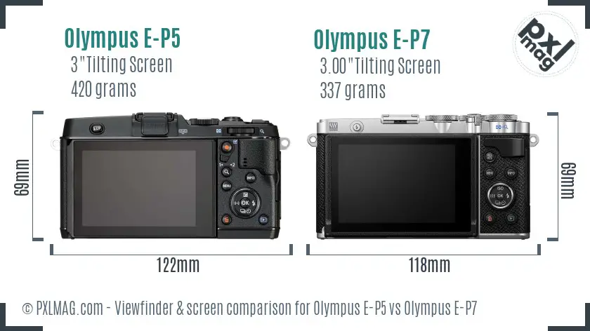 Olympus E-P5 vs Olympus E-P7 Screen and Viewfinder comparison