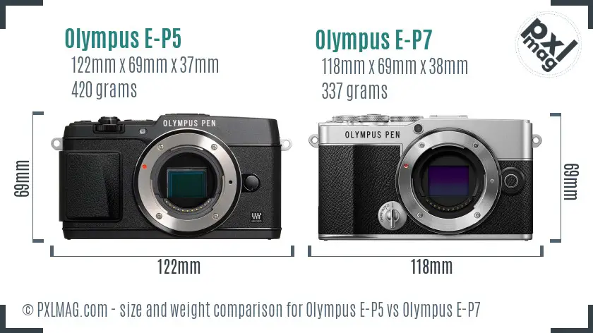Olympus E-P5 vs Olympus E-P7 size comparison