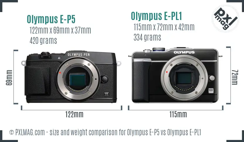 Olympus E-P5 vs Olympus E-PL1 size comparison