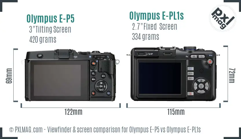 Olympus E-P5 vs Olympus E-PL1s Screen and Viewfinder comparison