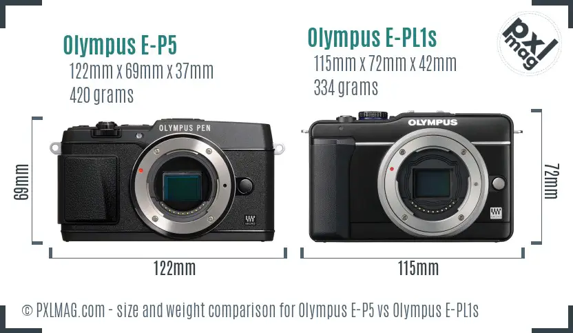 Olympus E-P5 vs Olympus E-PL1s size comparison