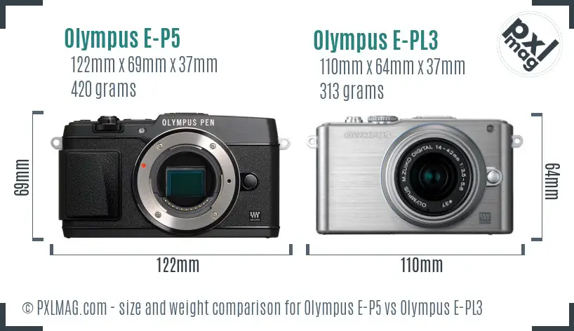 Olympus E-P5 vs Olympus E-PL3 size comparison