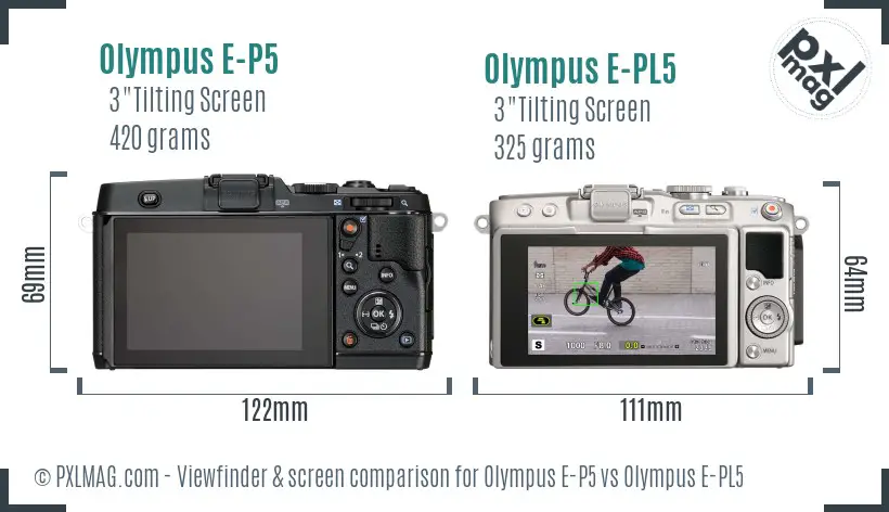 Olympus E-P5 vs Olympus E-PL5 Screen and Viewfinder comparison