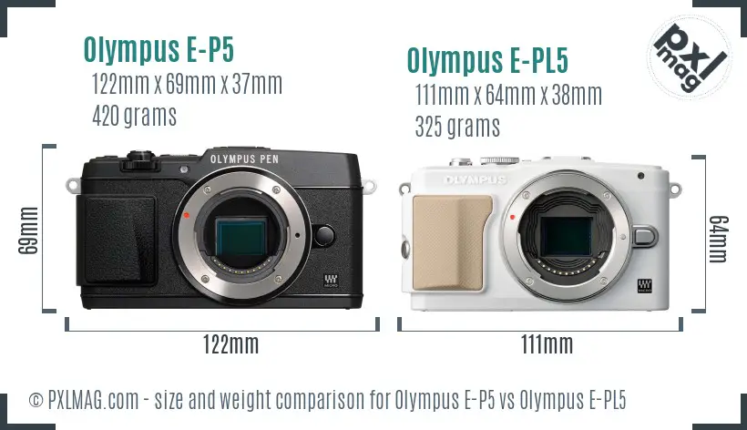 Olympus E-P5 vs Olympus E-PL5 size comparison