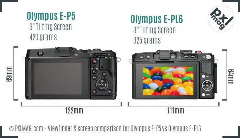 Olympus E-P5 vs Olympus E-PL6 Screen and Viewfinder comparison