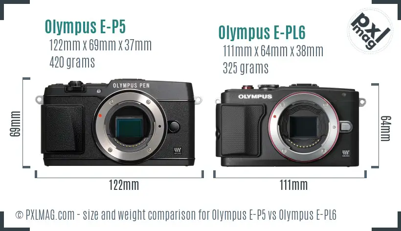 Olympus E-P5 vs Olympus E-PL6 size comparison