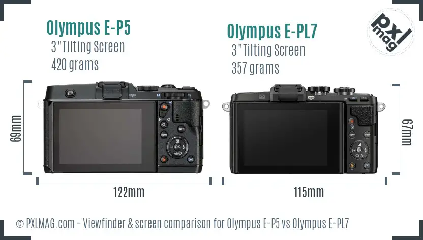 Olympus E-P5 vs Olympus E-PL7 Screen and Viewfinder comparison