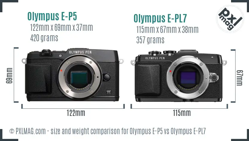 Olympus E-P5 vs Olympus E-PL7 size comparison