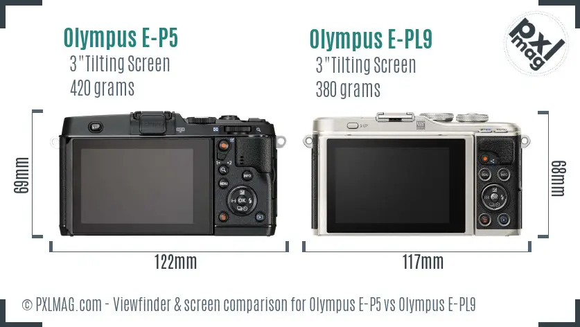 Olympus E-P5 vs Olympus E-PL9 Screen and Viewfinder comparison